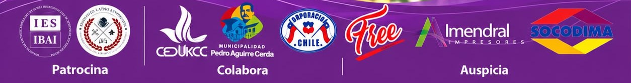 Instituciones que patrocinan, colaboran y auspician: IES IBAI, Instituto Latinoamericano ILADEC, CEDUKCC, Municipalidad de Pedro Aguirre Cerda, Corporación Chile, Free, Imendral Impresores y Socodima